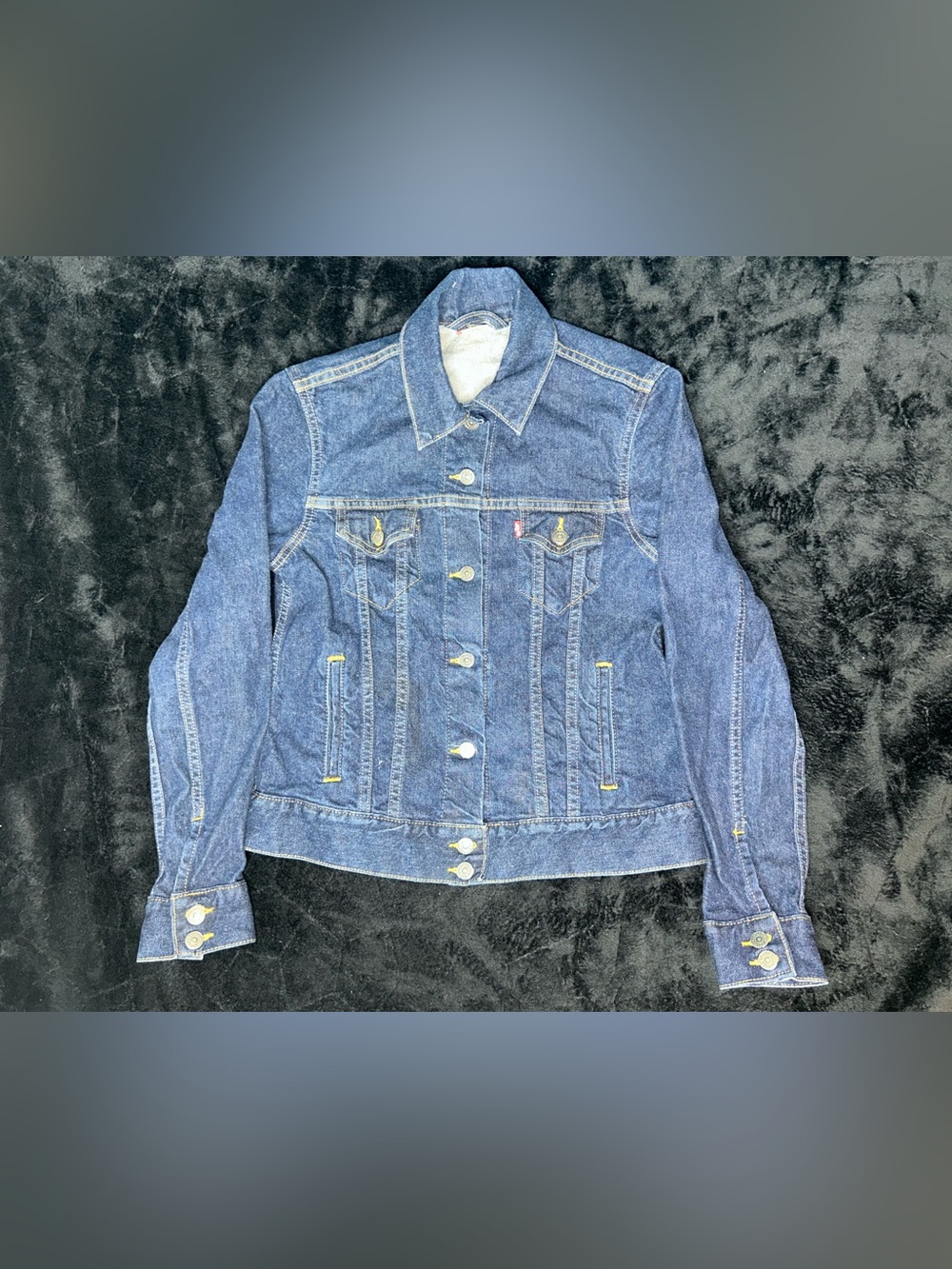 Levi's Red Tab Women's Trucker Dark Indigo Blue Denim Jean Jacket Size Large 90s